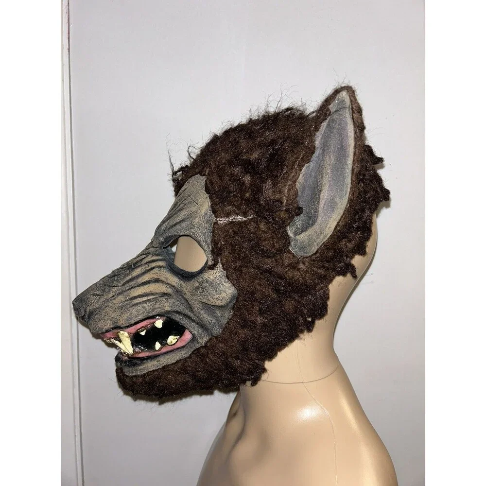 Gray Scary Latex Wolf Werewolf Mask Long Ears Overhead Adult One-Size Halloween